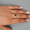 1.30 Carat Emerald Half Bezel East West Set 14K Gold Unisex Ring