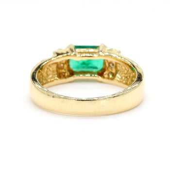 1.30 Carat Emerald Half Bezel East West Set 14K Gold Unisex Ring – Assay Jewelers