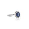 1.30 Carat Oval Deep Blue Sapphire & Round Diamond 18K White Gold Ring