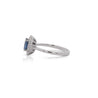 1.30 Carat Oval Deep Blue Sapphire & Round Diamond 18K White Gold Ring