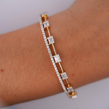 1.32 Carat Diamond Illusion Set 2-Row 14K Gold Bangle Bracelet – Assay Jewelers