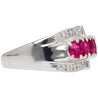 1.43 Carat Pinkish Red Ruby and Diamond Cluster Platinum Dome Ring