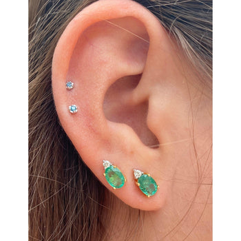 1.5 CTW Oval Emerald Stud Earrings & Diamond Tops in 14K Gold – Assay Jewelers