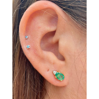 1.5 CTW Oval Emerald Stud Earrings & Diamond Tops in 14K Gold – Assay Jewelers