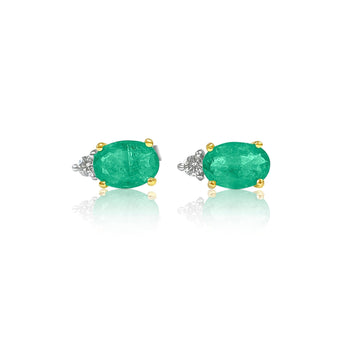 1.5 CTW Oval Emerald Stud Earrings & Diamond Tops in 14K Gold – Assay Jewelers