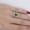 1.5 Carat Emerald and Old Cut Diamond 2 Piece Wedding Band and Ring Set