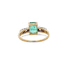 1.5 Carat Emerald and Old Cut Diamond 2 Piece Wedding Band and Ring Set