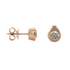 1.5 Carat TW Natural Round Diamond Stud Earrings in Bezel set Rose Gold