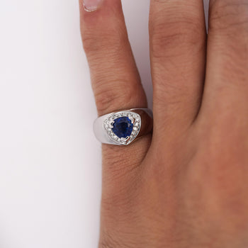 1.5 Carat Trillion Blue Sapphire & Diamond in 18K Gold Midi Ring – Assay Jewelers