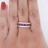 1.54 Carat Round Cut Ruby and Diamond Double-Row Eternity Band Ring