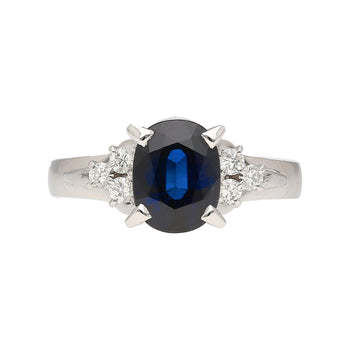 1.58 Carat Oval-Cut Blue Sapphire and Diamond Platinum Filigree Ring – Assay Jewelers