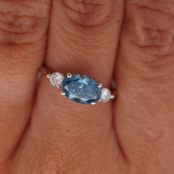 1.59 Carat Oval Cut Blue Lab Diamond 14K White Gold Engagement Ring – Assay Jewelers