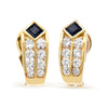 1.60 Carat Diamond and Sapphire 18K Gold V Shape Clip Earrings Set