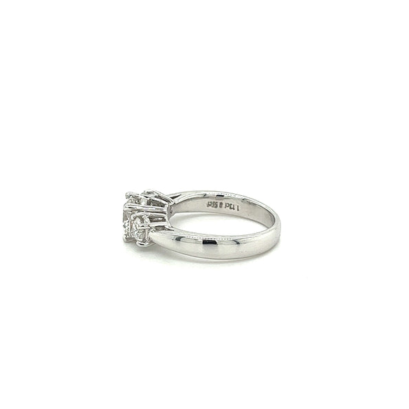 1.69 Carat 3 Stone Round Cut Lab Grown Diamond CVD Engagement Ring in Platinum Setting