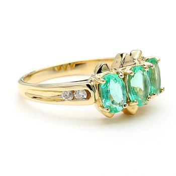 1.80 Carat Oval Emerald 3 Stone Ring in 14K Gold – Assay Jewelers