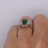 1.85 Carat Untreated Jadeite Jade and Diamond Platinum Ring HK Certified