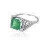 1.93 Carat Colombian Emerald set in Art Deco Platinum filigree ring