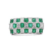 2 قيراط قطع Asscher زمرد و ألماس Checkerboard خاتم Statement Ring