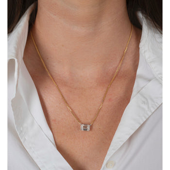 2 Carat Emerald Cut Lab Grown Diamond Floating Necklace 14K Gold 2-Tone Setting – Assay Jewelers