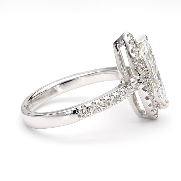 2 Carat Marquise Diamond H Color SI1 Pave Halo 14K White Gold Engagement Ring