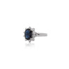 2 Carat Oval Cut Blue Sapphire & Round Diamond Halo Setting Statement Ring