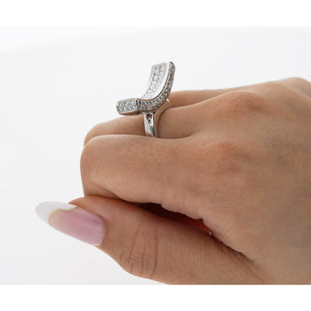 2 Carat Princess Cut Diamond Encrusted Curved Top Overlap Ring in 18K – Assay Jewelers