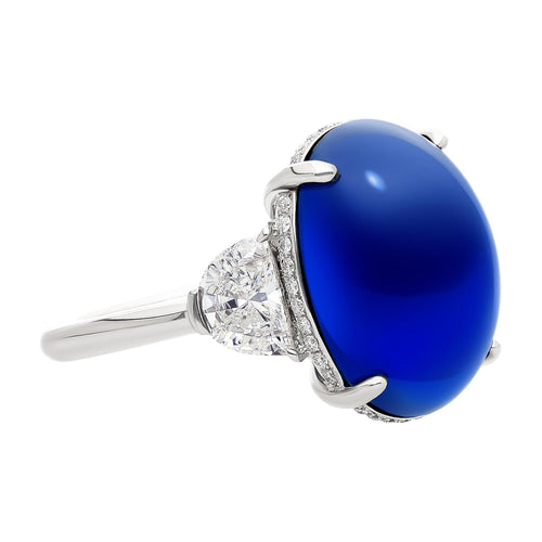 20 Carat Royal Blue No Heat Burma Sapphire & Diamond Ring