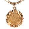 22K Gold Coin Mexican 20 Pesos 1959 Pendant in 14K Gold Figaro Chain Necklace