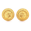 22k Gold Vintage Roman Coin Motif Round Earrings Signed Denise Roberge