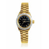 26mm Rolex Oyster Perpetual Black Face and Diamond Bezel Rolex in 18k Gold