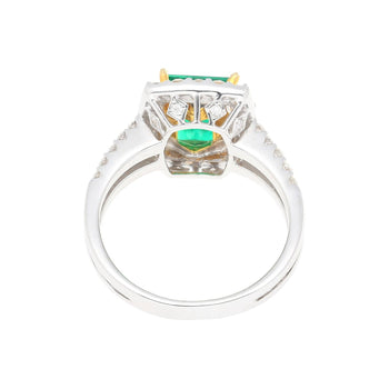 Bague halo en émeraude colombienne Muzo Old Mine de 2,06 carats et diamants avec anneau fendu en or 18K – Assay Jewelers