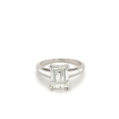 VS2 Emerald Cut CVD Lab Diamond Ring in 14K White Gold