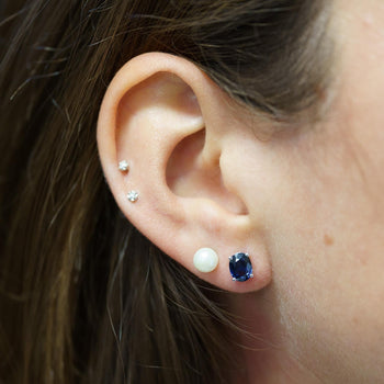 2.15 Carat Oval Cut Natural Sapphire 14K Gold Hypoallergenic Stud Earrings – Assay Jewelers