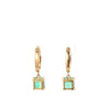 2.19 Carat Square Emerald & Diamond 18K Gold Dangling Huggie Earrings