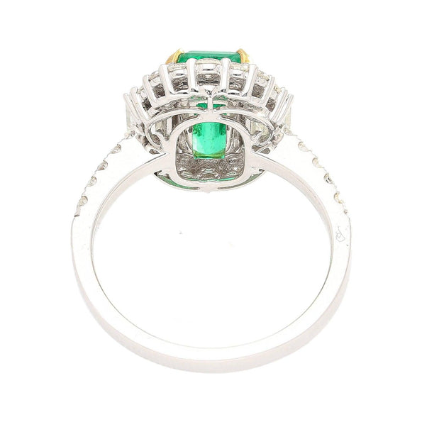 2.22 Carat Emerald Cut Natural 10MM Emerald & Baguette Diamond Ring