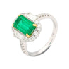2.22 Carat Emerald Cut Natural 10MM Emerald & Baguette Diamond Ring