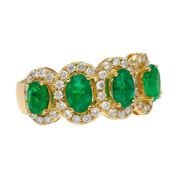2.29 Carat Oval Cut Emerald and Diamond Wedding Band in 18K Gold – Assay Jewelers