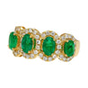 2.29 Carat Oval Cut Emerald and Diamond Wedding Band in 18K Gold