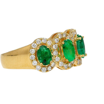 2.29 Carat Oval Cut Emerald and Diamond Wedding Band in 18K Gold – Assay Jewelers