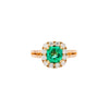 2.48 Carat TW Colombian Emerald & Diamond Halo Ring in 18K Gold 2-Row Setting