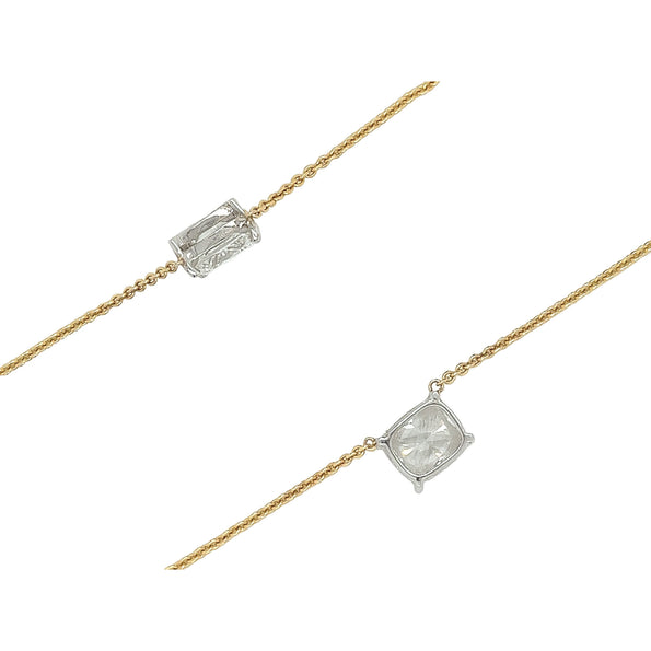 Collier flottant relié en or 18K avec diamant de laboratoire taille Coussin de 2,5 carats