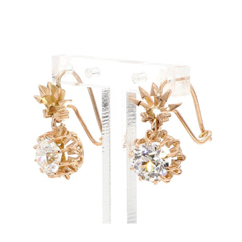 2.50 Carat Old European Cut Lab Diamond & 10K Yellow Gold Vintage Stud Earrings – Assay Jewelers