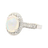 2.52 Carat Oval Opal & Diamond Halo 14K White Gold Cathedral Ring