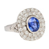 2.56 Carat No Heat Kashmir Blue Sapphire in Platinum Diamond Halo Ring