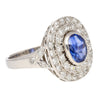 2.56 Carat No Heat Kashmir Blue Sapphire in Platinum Diamond Halo Ring