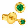 2.5mm Tiny Natural Emerald Round Stud Earrings 14K Gold Plated Silver