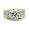 2.7 Carat Round Cut Lab Grown Diamond Ring with Princess Cut Diamond Cluster