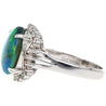 2.78 Carat Black Opal and Diamond Halo Platinum Filigree Ring