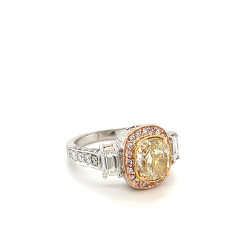 2.85カラットのGIA認定イエローCushionダイヤモンドのアールデコ風Ring – Assay Jewelers