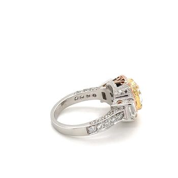 2.85カラットのGIA認定イエローCushionダイヤモンドのアールデコ風Ring – Assay Jewelers